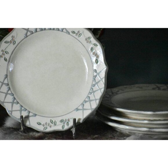 MPM Mick Morgan‎ Studio Pottery salad plates Glazed Stoneware Tan purple - Picture 2 of 9